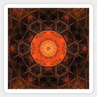 Mosaic Kaleidoscope Flower Orange and Brown Sticker